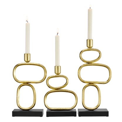 Eduardo Gold and Black Candlestick Candle Holders - Set of 3 - Decor Addict, LLC