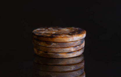 Set of 4 Tortoiseshell Round Coasters: Tortoiseshell / RESIN - Decor Addict, LLC