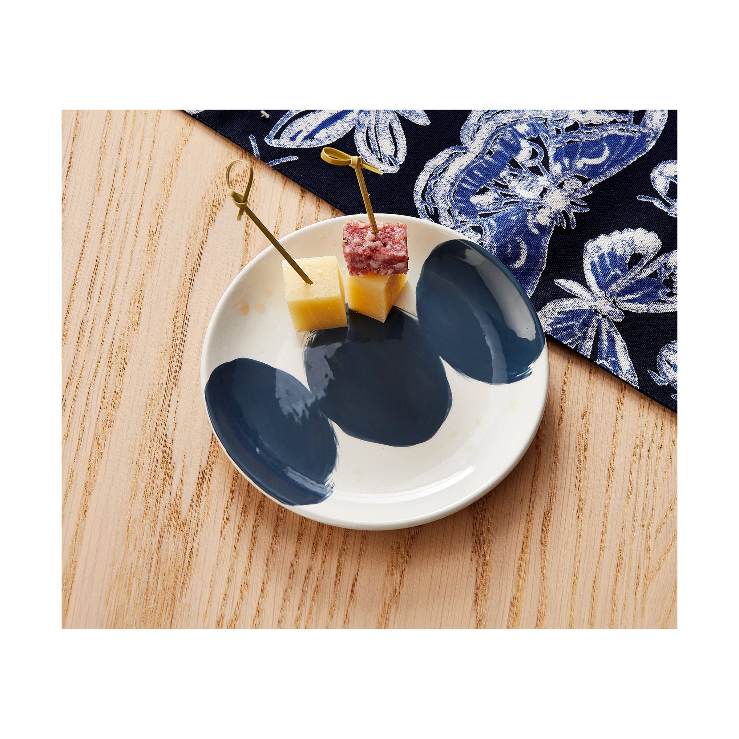 Burshstroke Appetizer Plate - Blue - Decor Addict, LLC