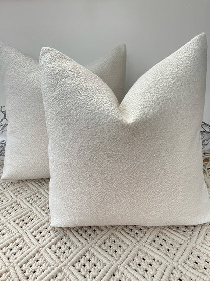 The Luxury White Cream Boucle Cushion: Yes / 13"x13" - Decor Addict, LLC