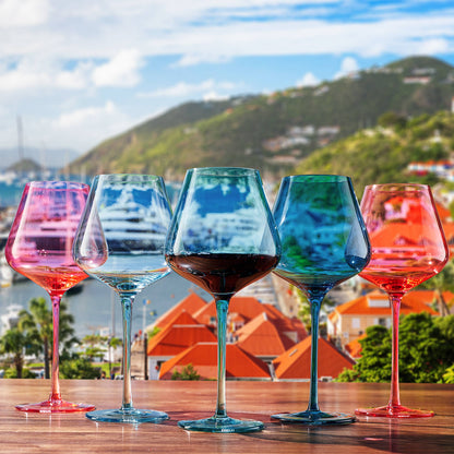 Colors of St. Barth, City Wine Glassware | Set of 5, 20 OZ - Decor Addict, LLC