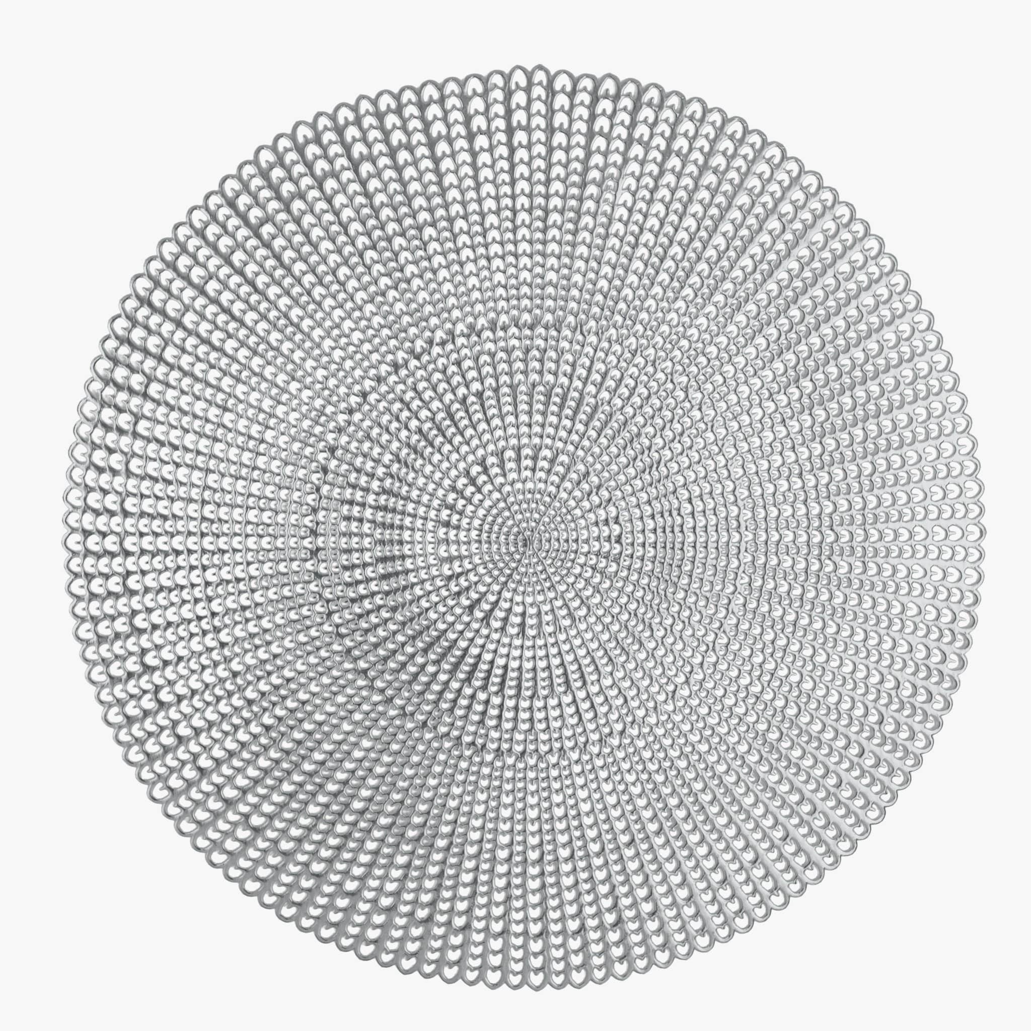 16" Woven Silver Round Vinyl Placemat  | 1 Placemat - Decor Addict, LLC