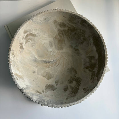 Temis- Fluted Bowl: Tan Fusion Marble - Decor Addict, LLC