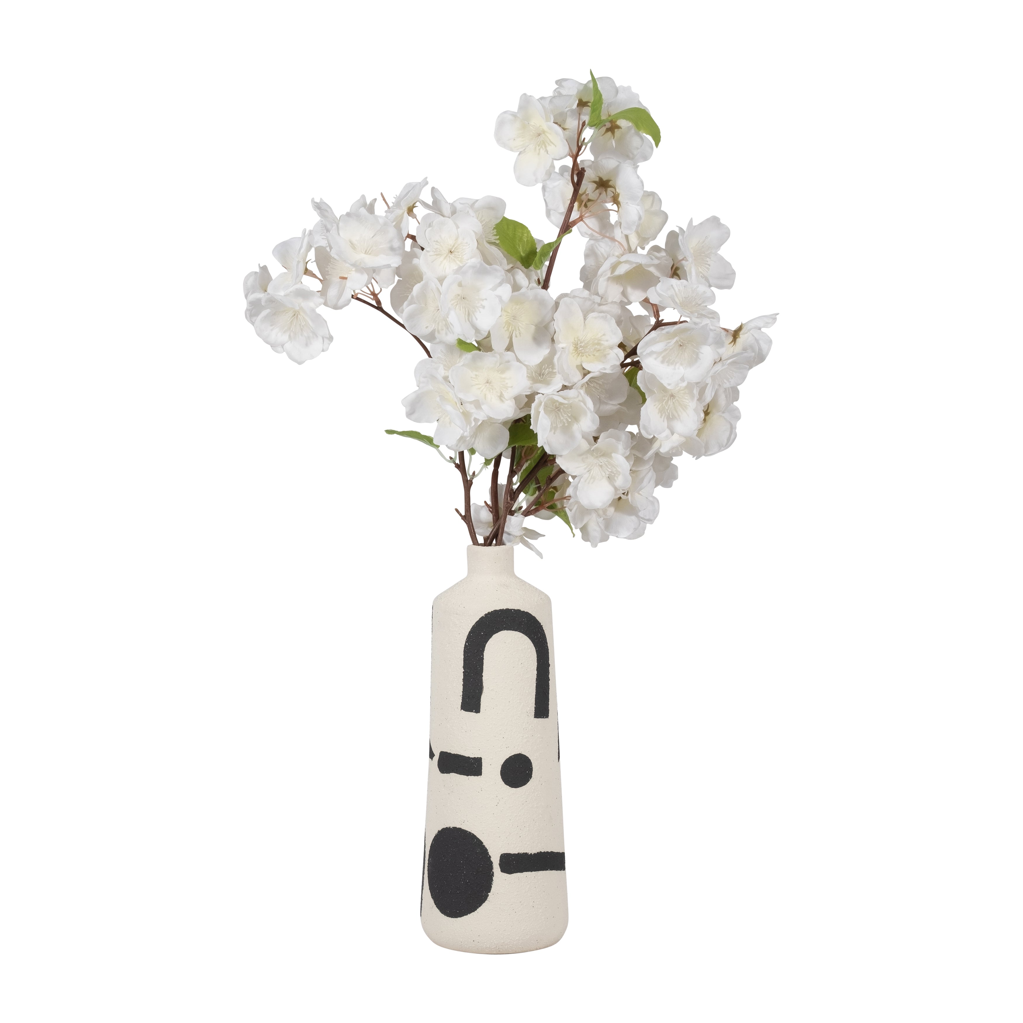 Cer, 10" Funky Vase, Ivory/black - Decor Addict, LLC