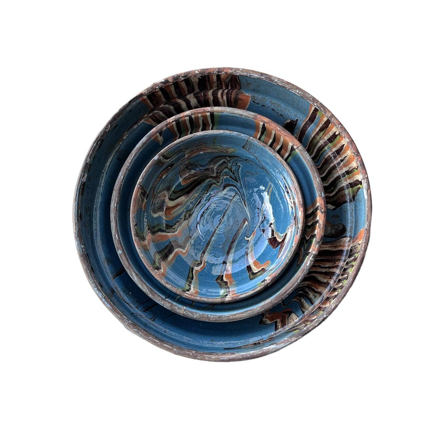 Cottage Crafted Bowl: Marbleized Blue / Medium