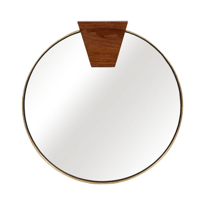 Gold 32x32 Round Wood Piece Framed Mirror - Decor Addict, LLC