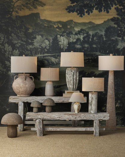 Buttress Table Lamp in a styled interior by Currey & Company