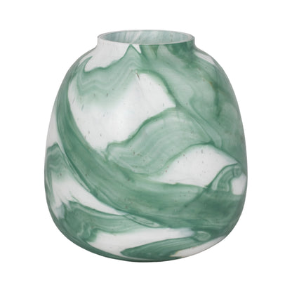 13" Ebb & Flow Vase, Green/clear - Decor Addict, LLC