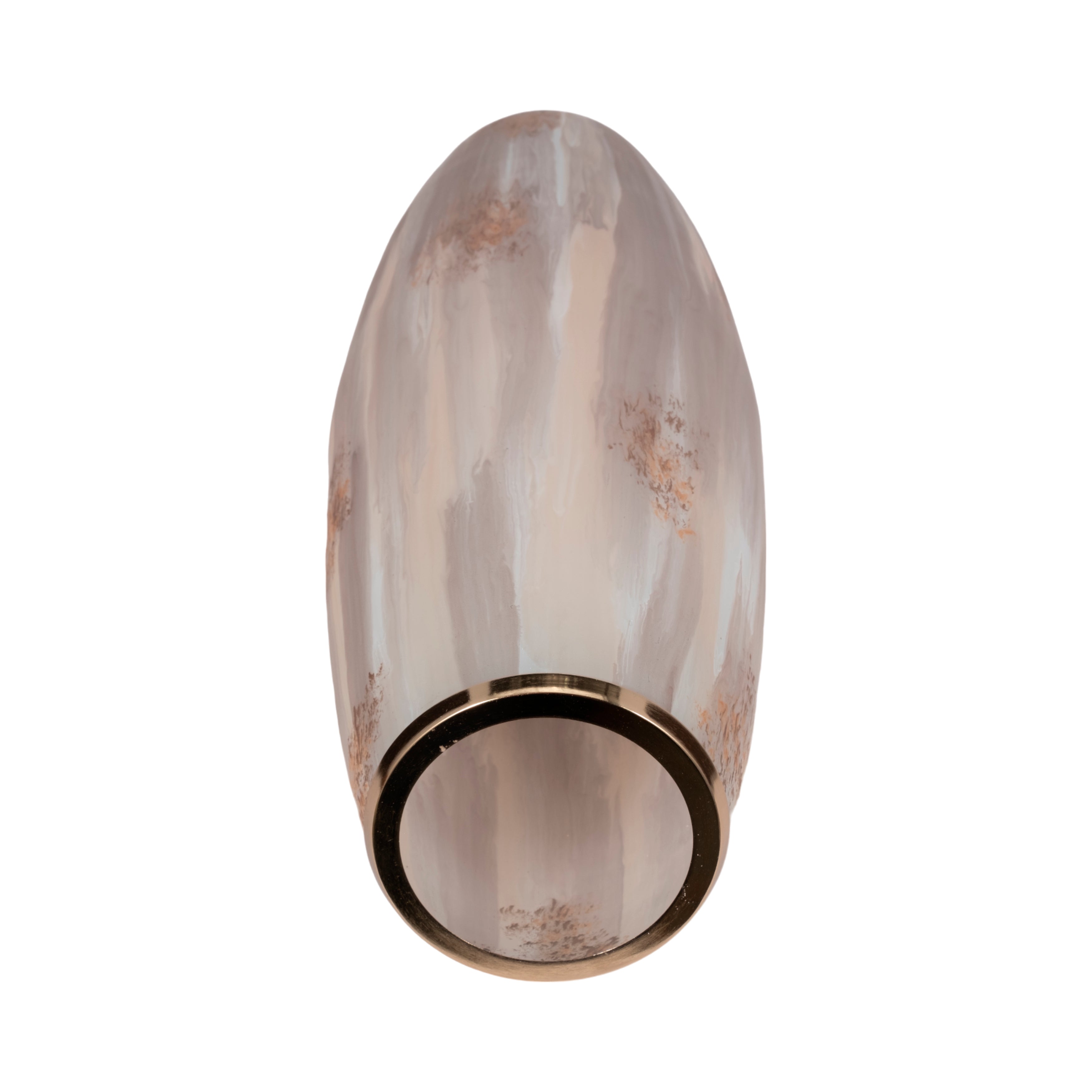 31" Curved Glass Vase Opal Finish, Ivory Multi - Decor Addict, LLC