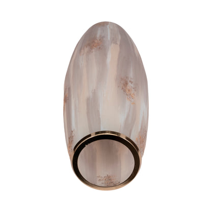 31" Curved Glass Vase Opal Finish, Ivory Multi - Decor Addict, LLC