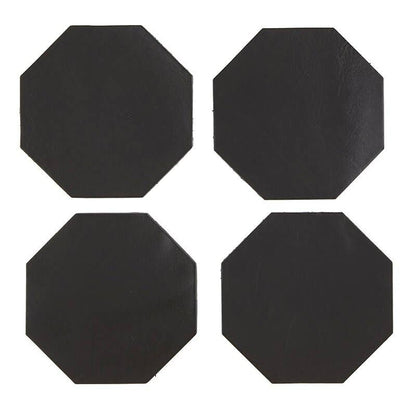 Leather Coaster Set - Black - Decor Addict, LLC