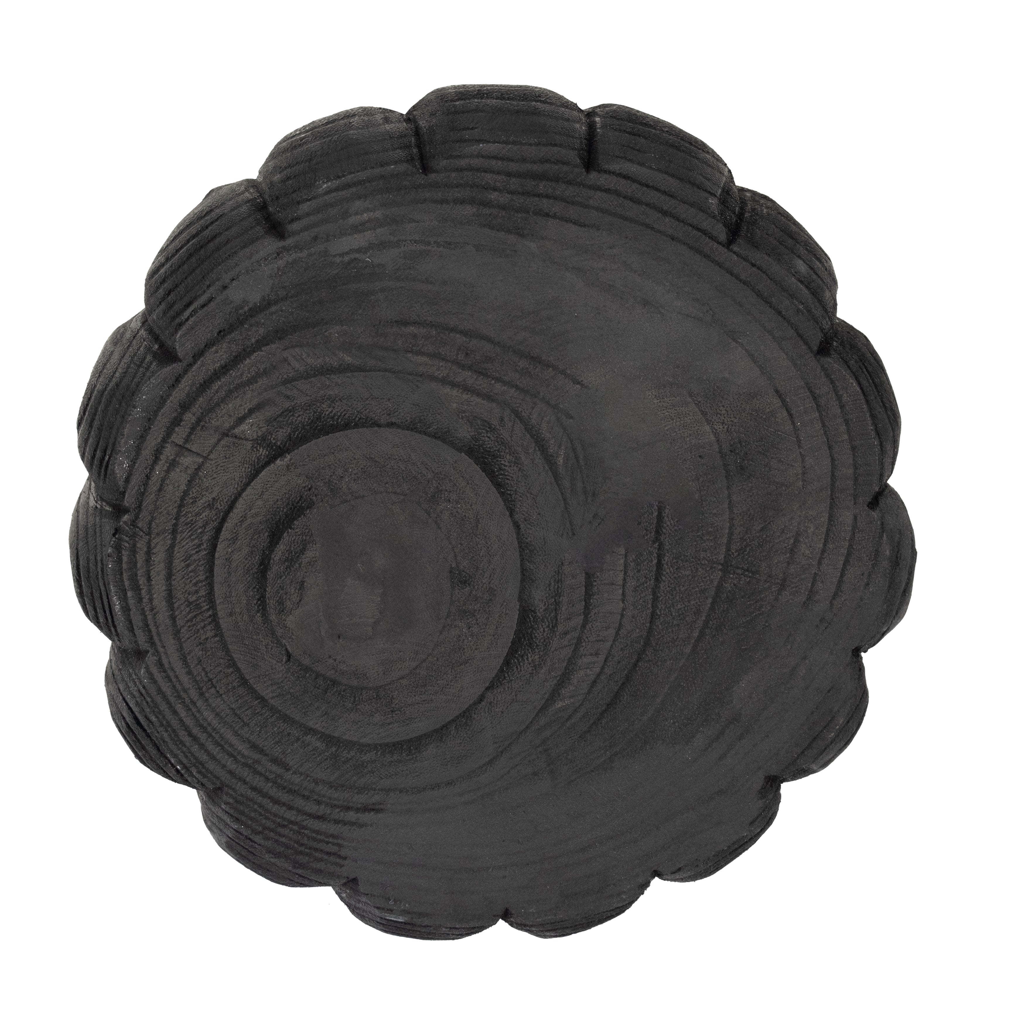 Wood, 9" Scalloped Bowl, Black - Decor Addict, LLC
