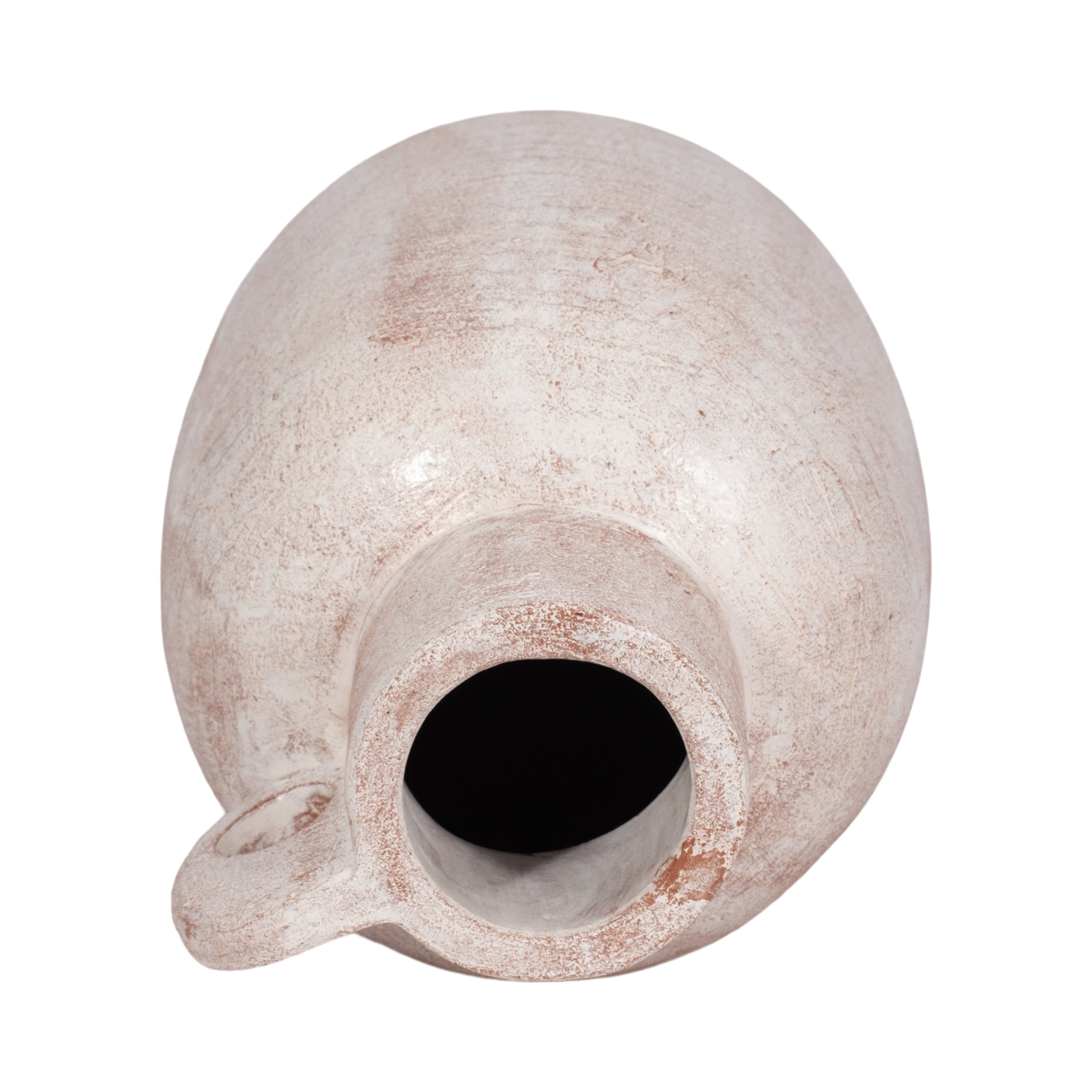 15" Modern Terracotta Jug Vase W/handle, Ivory - Decor Addict, LLC