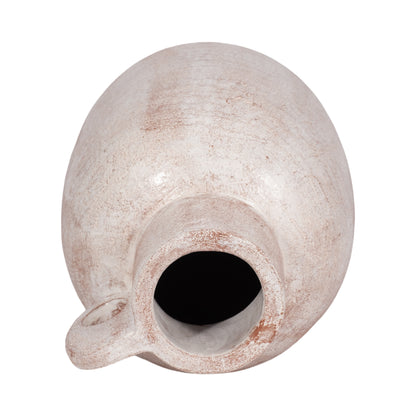 15" Modern Terracotta Jug Vase W/handle, Ivory - Decor Addict, LLC