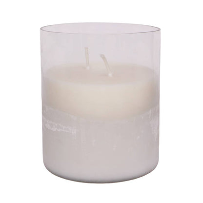 34 Oz Floral Jasmine Frosted Glass Candle - Clear, - Decor Addict, LLC