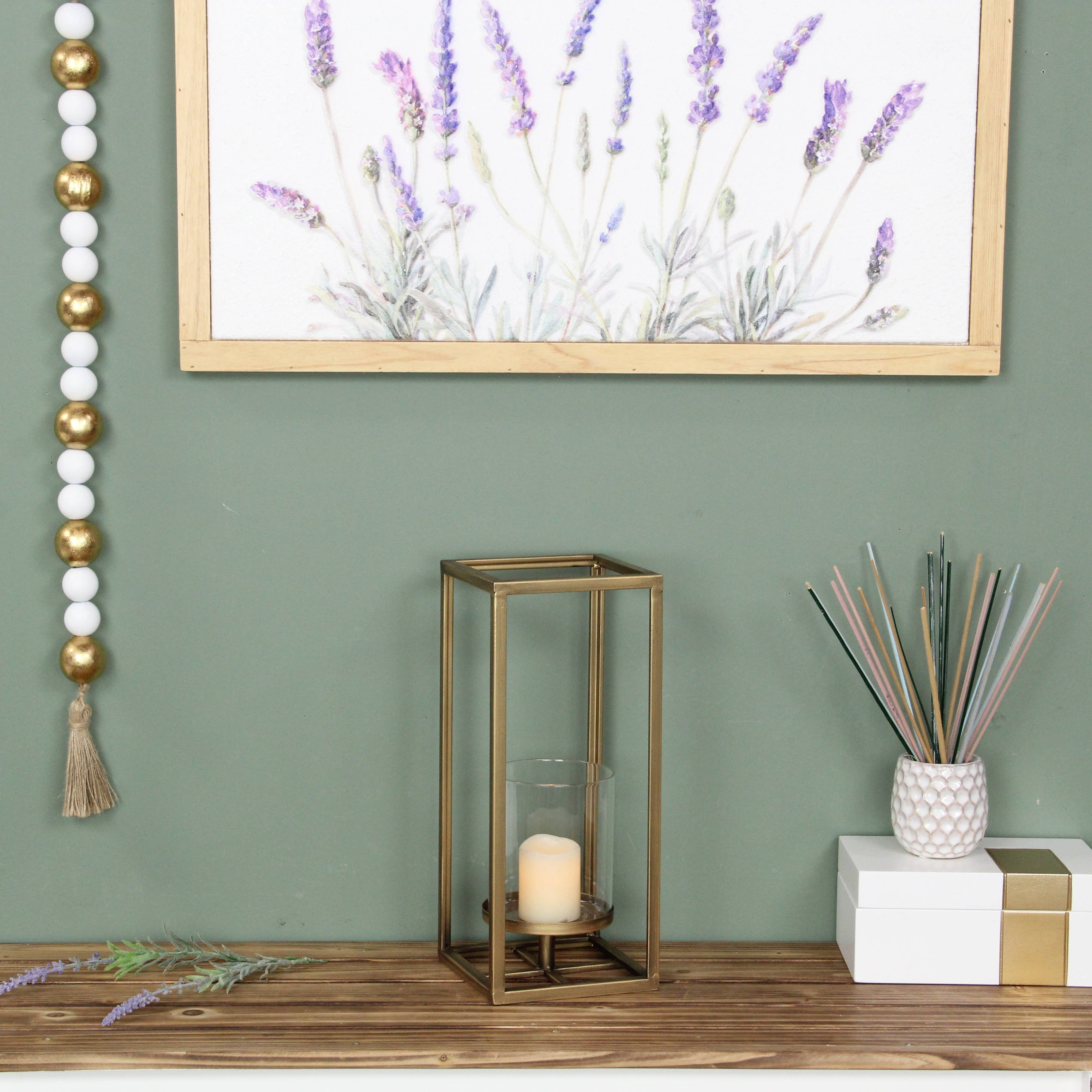 Pembertale Tall Square Gold Metal Lantern: Large - Decor Addict, LLC