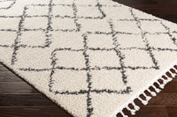 Wallagrass Beige/Black Trellis Tassel Shag - Decor Addict, LLC