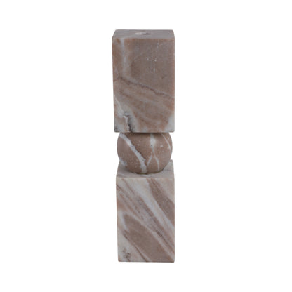 12x3" Chunky Marble Taper Holder, Tan Multi - Decor Addict, LLC