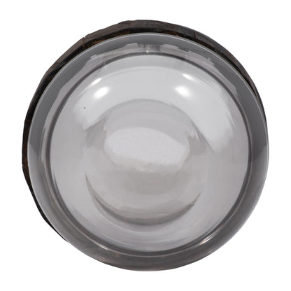 Glass, 10" Belly Vase W/ Wood Band, Clear - Decor Addict, LLC