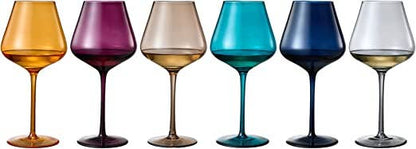 Jewel Colored Crystal Wine Glass Set of 6 - Decor Addict, LLC