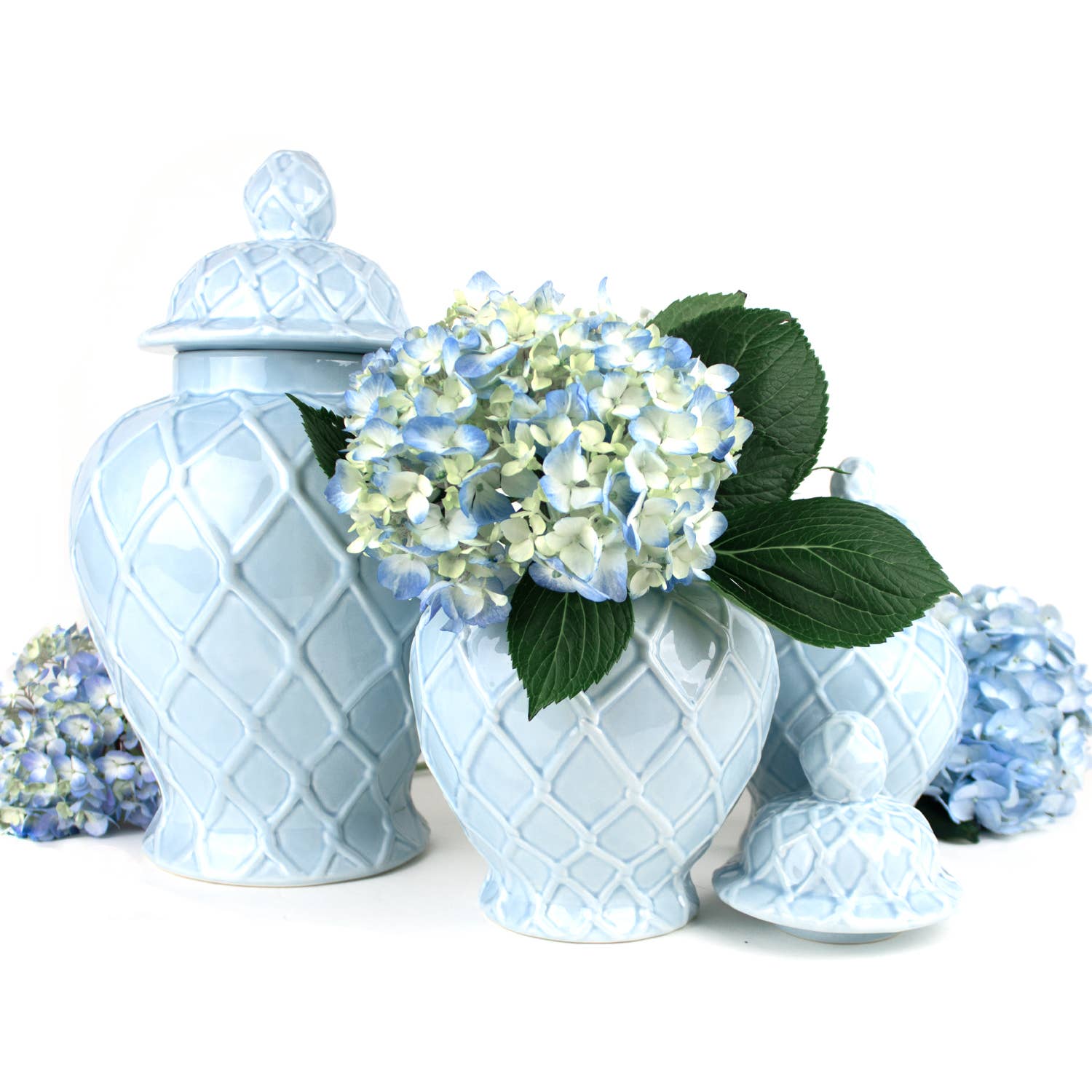 Light Blue Textured Ginger Jar - Large - Decor Addict, LLC