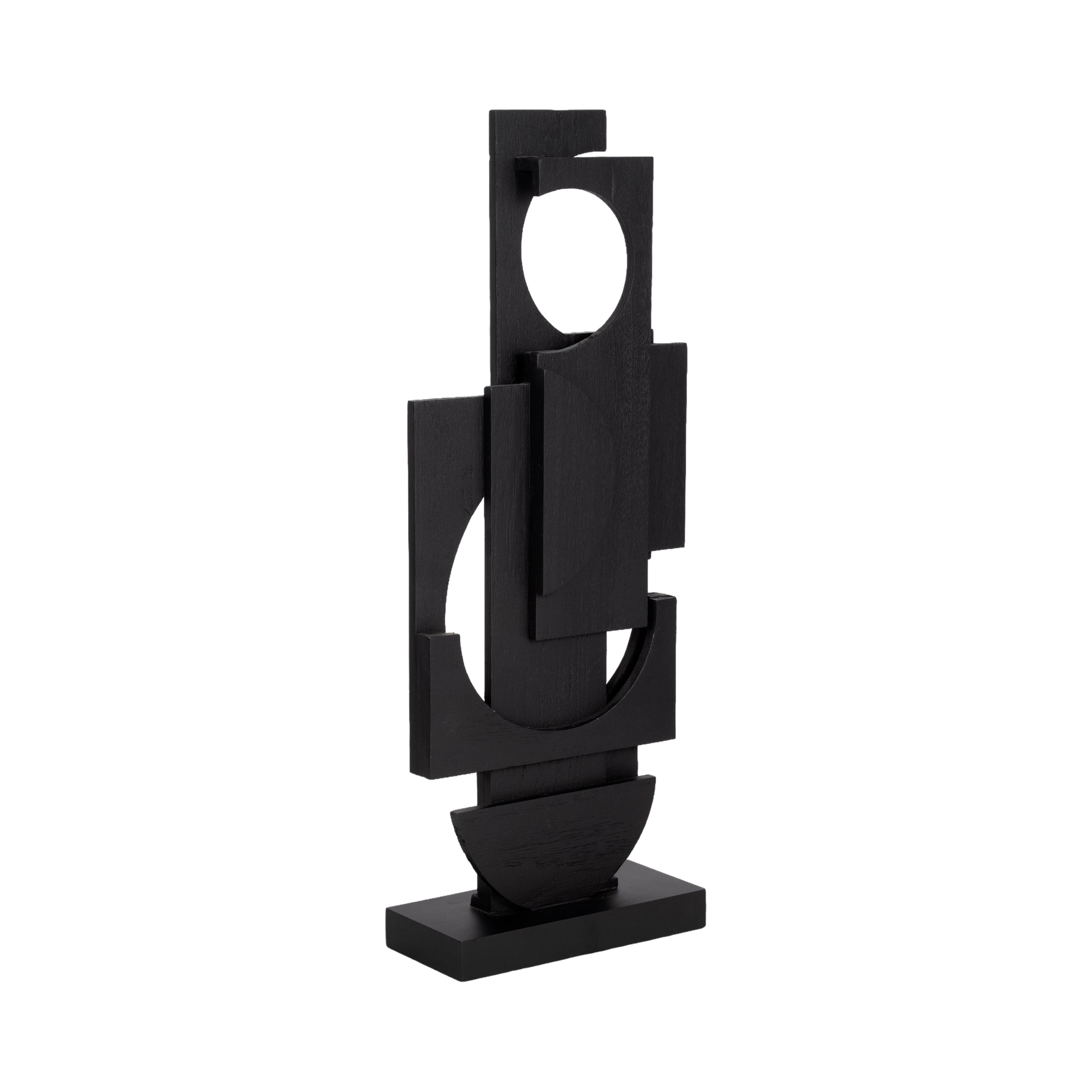 24" Modern Stacked Sculpture, Black - Decor Addict, LLC