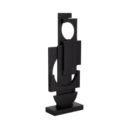 24" Modern Stacked Sculpture, Black - Decor Addict, LLC