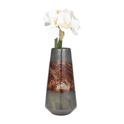 Glass, 17" Vase Grey/brown - Decor Addict, LLC