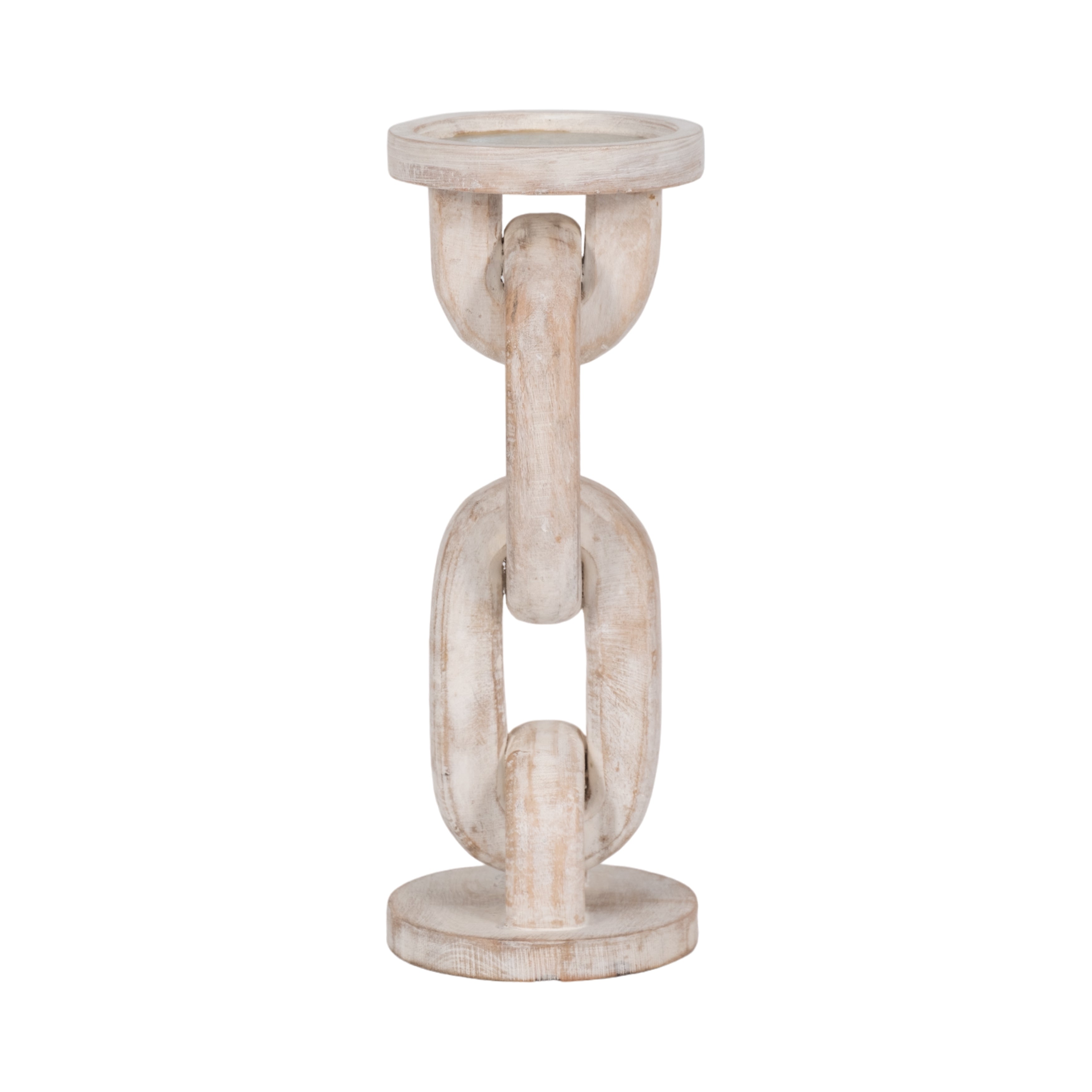 Wood 11" Chain Pillar Candle Holder - Thumbnail 3