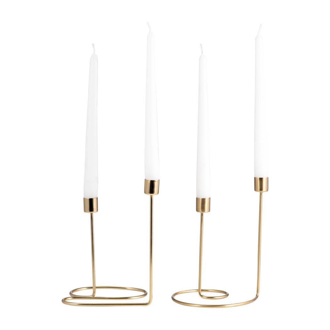 Metal Modern Open-Frame Dual Candle Holder - Gold, 8 in. - Decor Addict, LLC