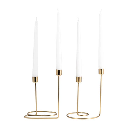 Metal Modern Open-Frame Dual Candle Holder - Gold, 8 in. - Decor Addict, LLC