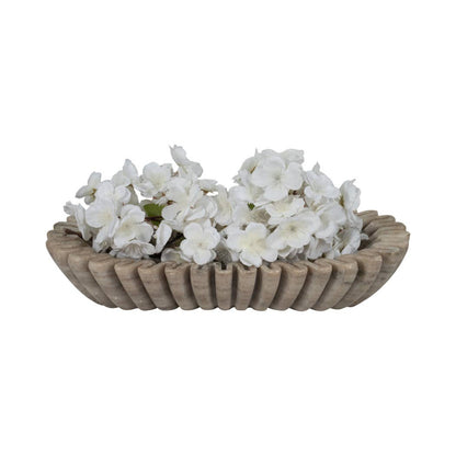 Decorative Bowl - Tan Marble Wavy Ribbed Texture, 16 in. - Decor Addict, LLC