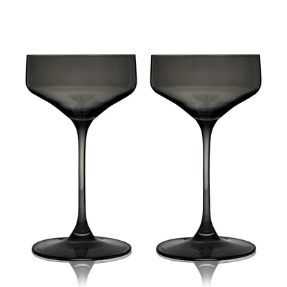 Reserve Nouveau Crystal Coupe Glasses in Smoke Set of 2 - Decor Addict, LLC
