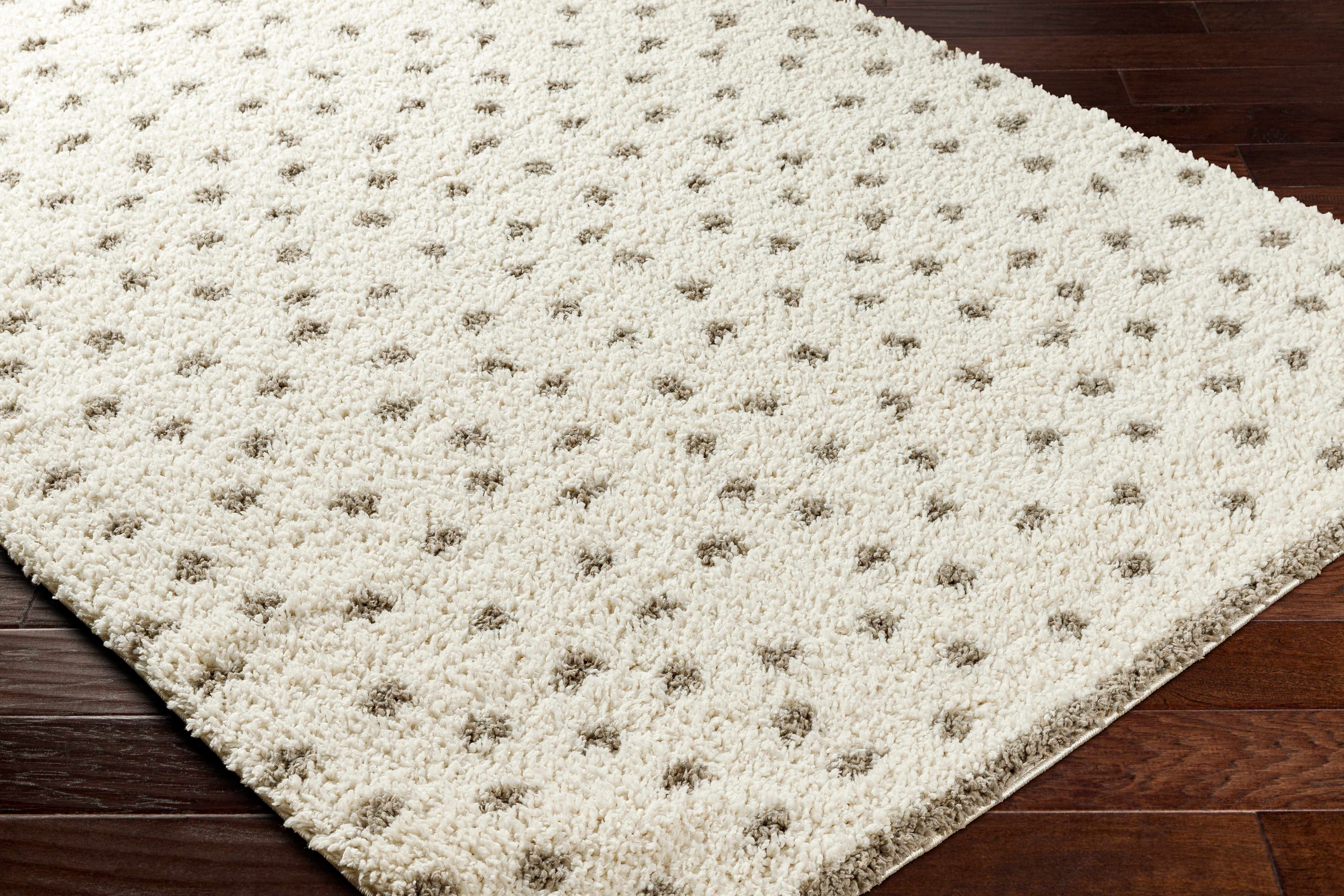 Chaia Dotted Cream & Gray Plush Rug - Decor Addict, LLC