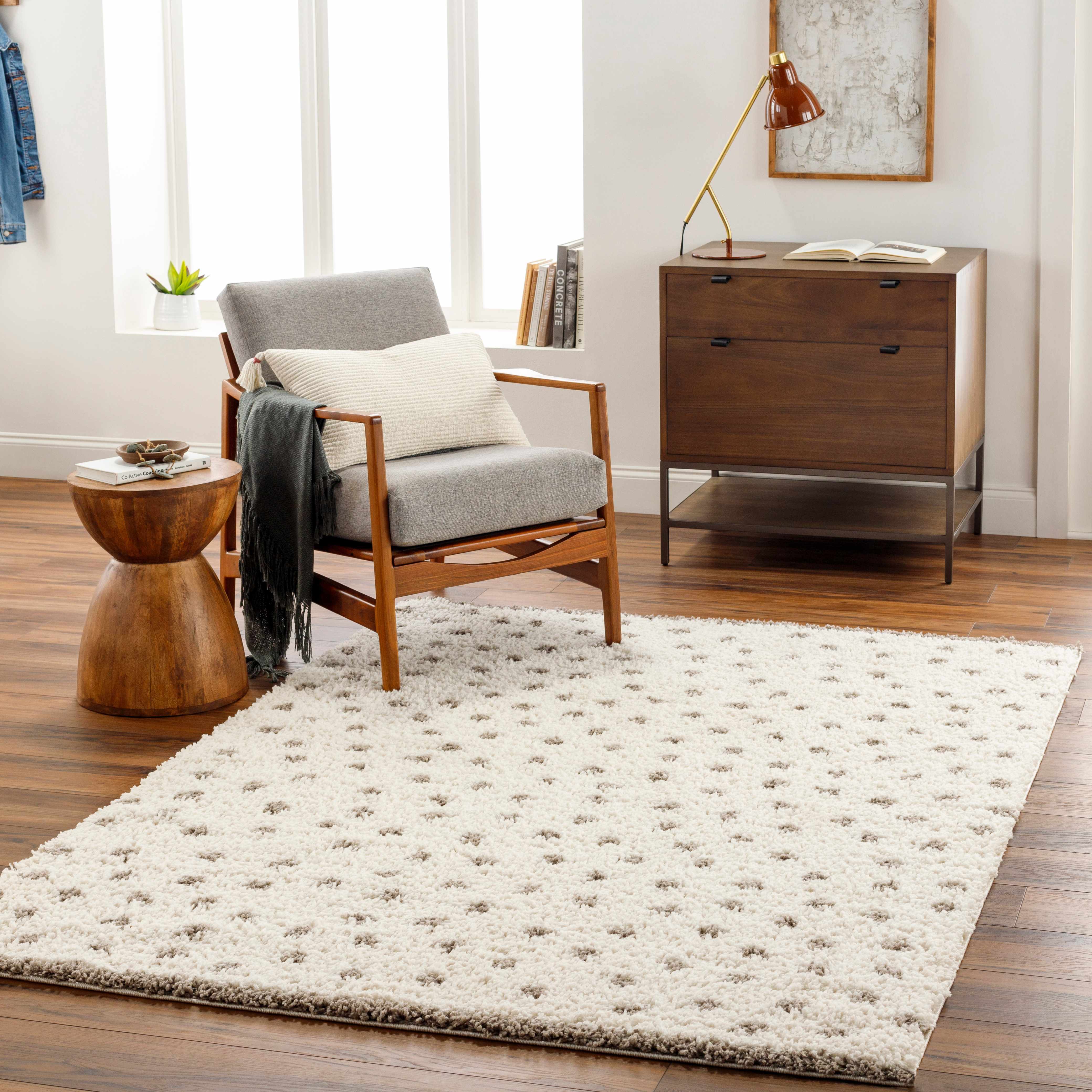 Chaia Dotted Cream & Gray Plush Rug - Decor Addict, LLC