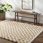 Kieu Yellow & White Checkered Area Rug - Decor Addict, LLC