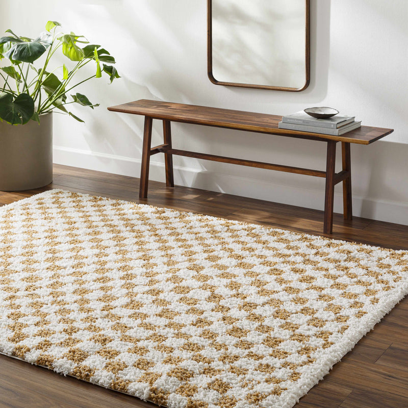 Kieu Yellow & White Checkered Area Rug - Decor Addict, LLC