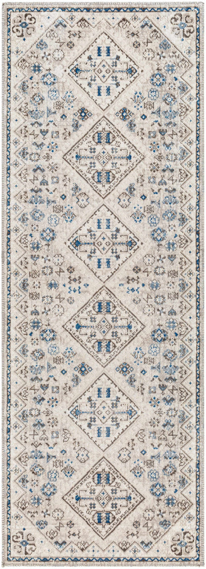 Meja Cream & Blue Washable Area Rug - Decor Addict, LLC