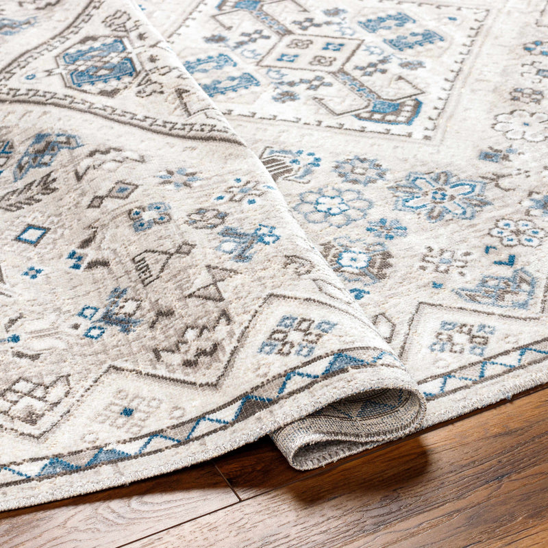 Meja Cream & Blue Washable Area Rug - Decor Addict, LLC