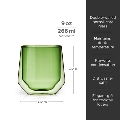 Aurora Double-Walled Tumblers in Green Set of 2 - Decor Addict, LLC
