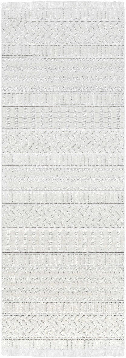 Cira Ivory Textured Area Rug with Fringes - Decor Addict, LLC