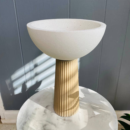 Leo - Pedestal Bowl | Concrete Decorative Bowl: Black & White - Decor Addict, LLC