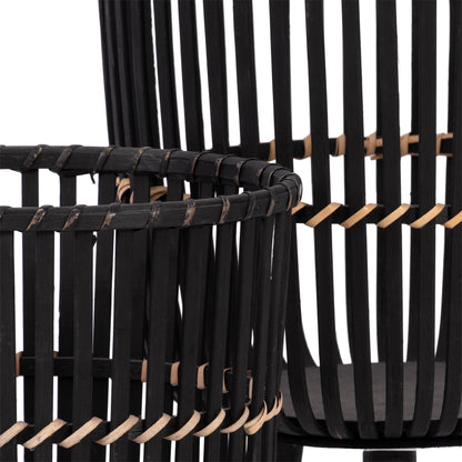 S/2 Bamboo Footed Planters 10/12", Black - Decor Addict, LLC