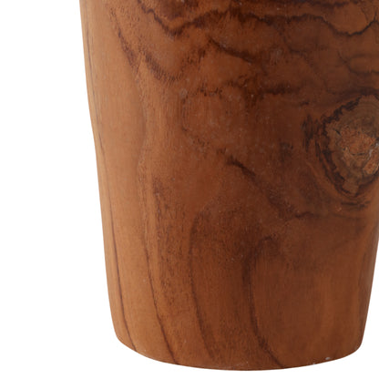 16x7" Teak Wood Vase, Brown - Decor Addict, LLC