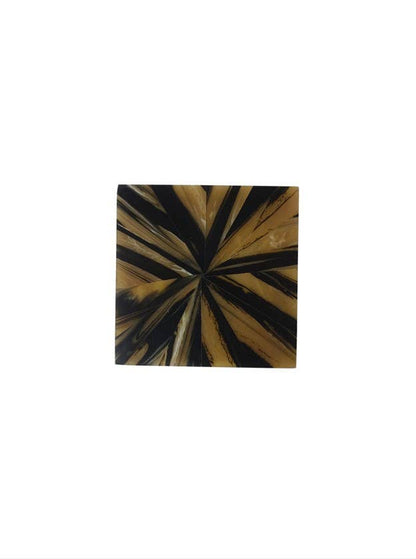 Set of 4 Coaster Black & Mustard Yellow MDF/ Horn Inlay: Black and Mustard Yellow / MDF/HORN INLAY - Decor Addict, LLC