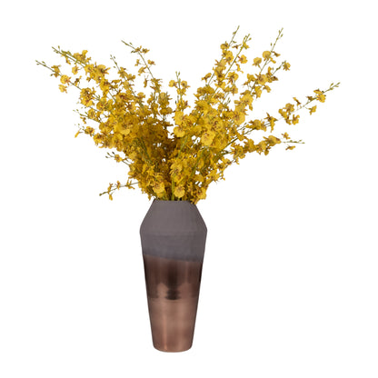 Glass, 17" 2-tone Hand-cut Vase, Metallic - Decor Addict, LLC