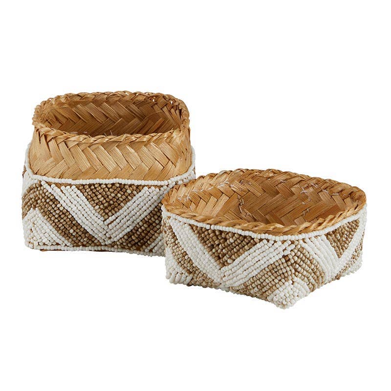 Patterned Beaded Baskets - Set of 3 - Decor Addict, LLC