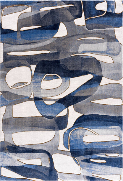 Abani Rugs Regal REG130A Blue Grey Asymmetric Circles Rug: 2' x 3' - Decor Addict, LLC