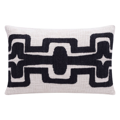 Seanna Geometric Handmade Decorative Throw Pillow: Onyx/ivory / 20" x 20" - Decor Addict, LLC