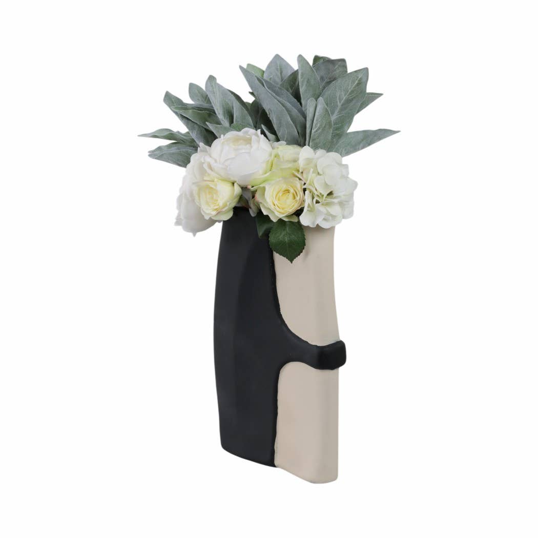 Decorative Vase - Black/Tan Ecomix Small Silhouette, 15 in. - Decor Addict, LLC